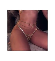 Kristal Taşlı Gümüş Zincirli Tanga, Gümüş G-String