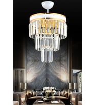 Paris 3'lü Katlı Beyaza Gold Yaldızlı Kristal Taşlı 30'luk Modern Avize