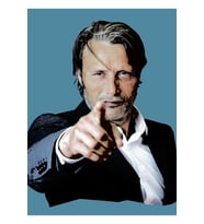 Danish actor Mads Mikkelsen pointing at you Tablo Ahşap Poster Dekoratif