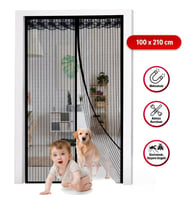 Mıknatıslı Kapı Sinekliği Siyah 100x210 cm Otomatik Kapanan Manyetik Tül Sineklik (5343)