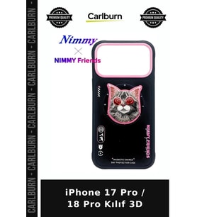 iPhone 17 Pro / 18 Pro Kılıf 3D Kedi Aksesuarı Desenli Kapak Telefon Örtü