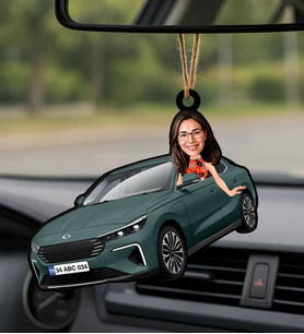BK Gift Kişiye Özel Kadın Urla Renk Togg Karikatürlü Ahşap Plakalı Araba Dikiz Ayna Süsü-1 , Arkadaşa Hediye, Sevgiliye Hediye, Araba Hediyesi