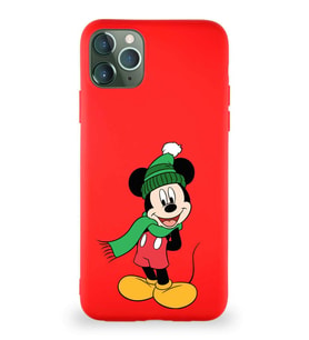 Apple iPhone 11 Pro Max Soft Premier Kapak Mickey Mouse-G Tasarımlı Silikon Kılıf - Kırmızı (Şeffaf)
