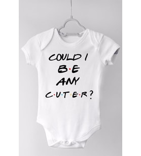 Unisex Bebek Beyaz Could I Be Any Cuter Kısa Kollu Çıtçıtlı Pamuklu Body
