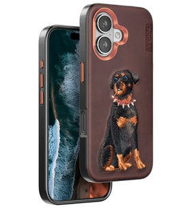 Iphone 16 Perma Desenli Kapak - Koyu Kahve