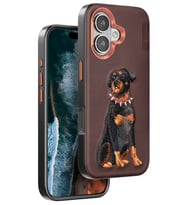 Iphone 16 Perma Desenli Kapak - Koyu Kahve