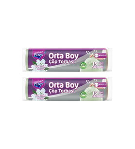 Büzgülü Çöp Torbası Yasemin Kokulu 15'li Orta Boy 55 x 60 cm İkili Paket