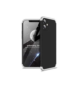 Apple iPhone 12 Uyumlu Kılıf Zore Ays Kapak (Siyah-Gri)