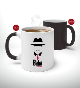 BK Gift Kişiye Özel Babalar Günü Hediyesi Baba Godfather Tasarımlı Sihirli Kupa Bardak-11 (Beyaz)
