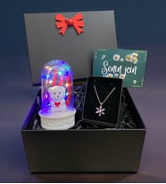 Renkli Led Işıklı Fanus ve Gerçek Ametist Taşlı Lotus Kolye, Siyah Hediye Kutusunda (Model 3)