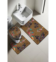 Modern Desenli Dijital Baskı 3’lü Banyo Paspas Takımı Yıkanabilir Kaymaz Tabanlı Klozet Takımı KLZ0010 (Çok Renkli)