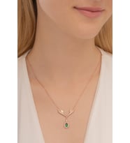 Rose Renk Kanatlı Damla Model Yakut Taşlı  Gümüş Kolye Gkldmlm2del-ros