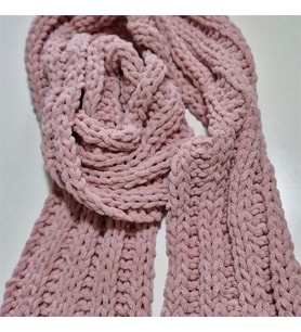 Yumuşacık Örgü Atkı, Puffy , El Örgüsü Şık Atkı, Tasarım, Moli Tasarım (Gül Pembe)