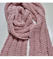 Yumuşacık Örgü Atkı, Puffy , El Örgüsü Şık Atkı, Tasarım, Moli Tasarım (Gül Pembe)
