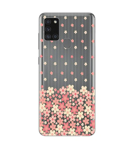 Samsung Galaxy A21S Uyumlu Çiçek Desenli Şeffaf Telefon Kılıfı