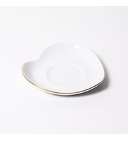 GÜRAL PORSELEN Kalp 12 Cm Çay Tabağı El Dekoru Altın İşleme 20