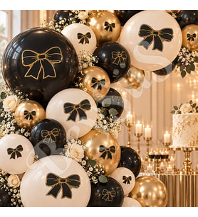 Siyah Gold Fiyonk Balon Süsü 28’li