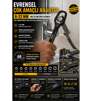 Profesyonel Çoklu Anahtar 6 22 mm Kaymaz Diş Yapısı Uzun Gövde Güçlü Sıkma