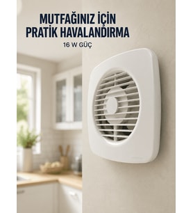 120 mm Halandırma Fanı 180 m³/h Dekoratif Duvar ve Tan Tipi Aspiratör