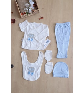 Erkek Bebek 5 Li Hastane Çıkışı Seti STL6419 (Mavi)