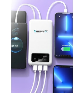 Enerx ENR-P20DC 20000 mAh 2.1 Amper Dahili Kablolu Powerbank Siyah (5668)