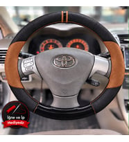 Toyota Allex Dikme Direksiyon Kılıfı Delikli Deri Parlak Siyah Taba Detay Çift Yüzük ve Dikiş 2004-2006