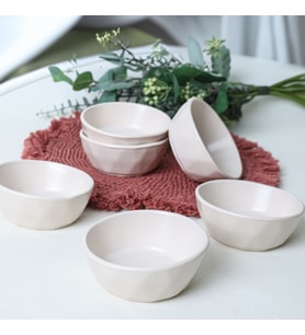 Keramika Mat Krem Kristal Çerezlik / Sosluk 12 Cm 6 Adet 950