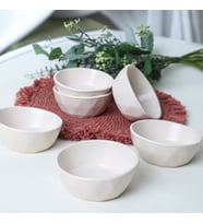 Keramika Mat Krem Kristal Çerezlik / Sosluk 12 Cm 6 Adet 950