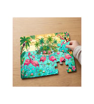 Gölde Pembe Flamingolar Tasarımlı 24 Parça Ahşap Çocuk Puzzle
