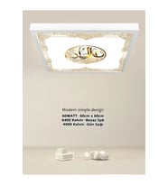 Gold Baskılı Salon Led Avize, 60x60 led panel, 60watt,beyaz ışık, baskılı led armatür, Ev aydınlatma