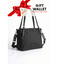 Bej Orijinal 3 Bolmeli Genis Askili Kadin Omuz Cantasi Buyuk Boy 43*30 cm 6037