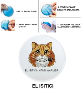 SIA KAHVERENGİ KEDİ CEP SOBASI,EL ISITICI,SICAK SU TORBASI PVC 10x9,5cm
