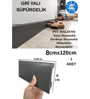 Yalı Antrasit Süpürgelik Suya Neme Dayanıklı 8cmx120cm 1 Adet PVC Parke Seramik Salon Mutfak Süpürgeliği (Gri)