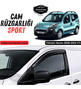 Citroen Nemo 2008-2022 Uyumlu Mugen Cam Rüzgarlığı Seti Piano Black 2'li İthal Parlak Siyah