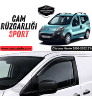 Citroen Nemo 2008-2022 Uyumlu Mugen Cam Rüzgarlığı Seti Piano Black 2'li İthal Parlak Siyah
