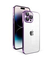 Lexroo iPhone 14 Pro Kılıf Kamera Korumalı Renkli Çerçeveli Garaj Kılıf - Koyu Mor