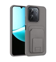 Coverzone Xiaomi 15C ile Uyumlu K?l?f Z-Bikart Kart B�lmeli Standl? Kilif, Deri Dokulu Y�zey, Darbe Emici Kenar Koruma, Arka Kapak Tasar?m? Xiaomi 15C kilif Gri