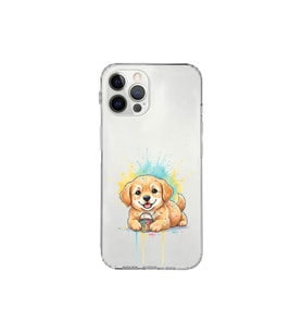 iPhone 12 Pro Max ile Uyumlu Splash Köpek Tasarımlı Şeffaf Silikon Kılıf