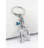 Gümüş Renkli Nazar Boncuklu Metal N Harfi Anahtarlık / Harfli Çanta Süsü (Standart)