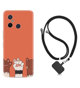 Xiaomi Redmi 12C Kılıf Resimli Boyun Askılı İpli Desenli Silikon Series Three Hand 1818