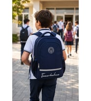 Fenerbahçe Lacivert Krınkıl Okul Sırt Çantası Çift Gözlü Futbol Takımı Taraftar 42x32x15 cm