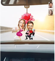 Kişiye Özel Karikatürlü Evlilik Teklifi Ahşap Araba Dikiz Ayna Süsü