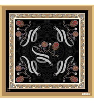Kemer Zincirli Desen Black Seri Twill Eşarp Eşarp Askısı ile Birlikte 90x90 cm H