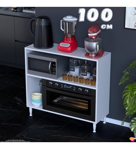 Eliusta Vira Mikrodalga Fırın Standı 100x87x32 cm Çok Amaçlı Mutfak Rafı Kahve Köşesi Düzenleyici