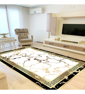 Eliana Home Dijital Baskı Yıkanabilir Kaymaz Taban Salon Halısı Ve Yolluk LNA0841-FNL51 (Beyaz)