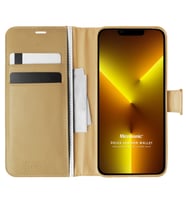 Microsonic Apple iPhone 13 Pro Max Kılıf Delux Leather Wallet Gold