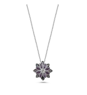 Ametis Taşlı Gümüş Lotus Kolye KLY23