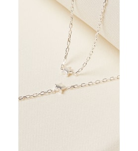 Elika Silver 925 Ayar Gümüş Minimal Yıldız Kolye ve Bileklik İkili Set (Gümüş)