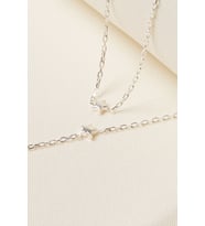 Elika Silver 925 Ayar Gümüş Minimal Yıldız Kolye ve Bileklik İkili Set (Gümüş)