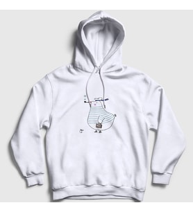 Presmono Unisex Beyaz Captain Seagull Martı Kapüşonlu Sweatshirt 290347tt